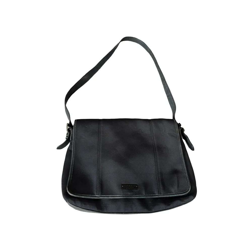 Vintage Coach Black Nylon Leather Trim Messenger Bag Flap Crossbody 6226